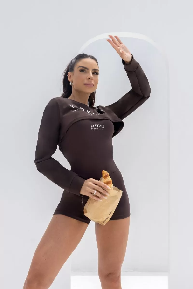 Hipkini - Summer Glow Coffee Long Sleeve Blouse - 33330919