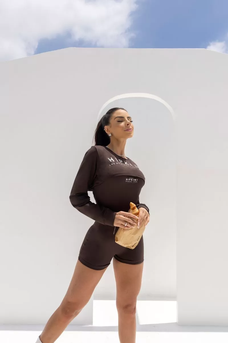 Hipkini - Summer Glow Coffee Long Sleeve Blouse - 33330919