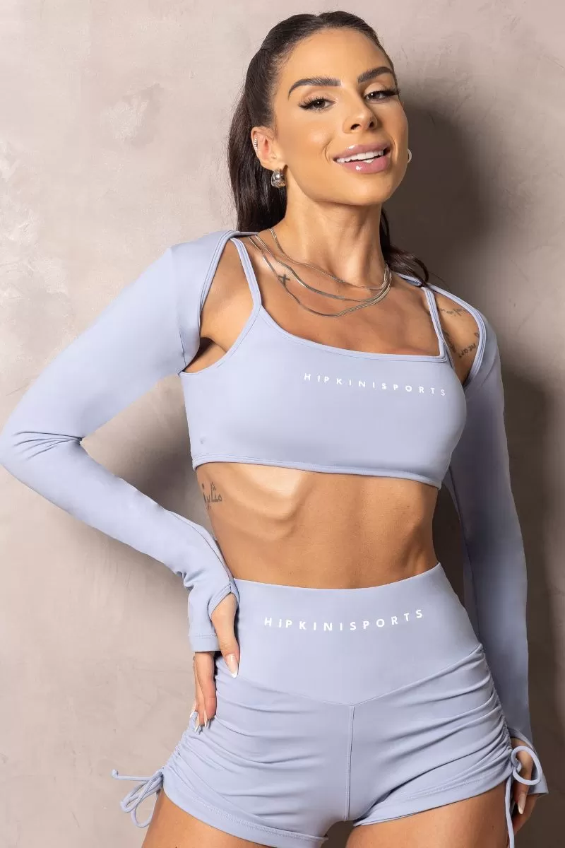 Hipkini - Summer Glow Baby Blue Long Sleeve Blouse - 33330986