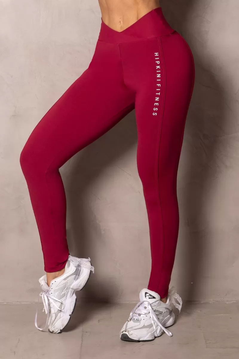 Hipkini - Summer Glow Merlot Wine Leggings with Draping - 33330929