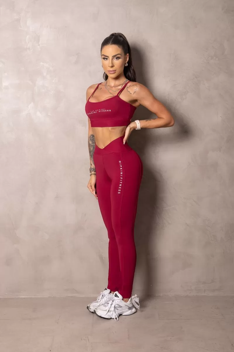 Hipkini - Summer Glow Merlot Wine Leggings with Draping - 33330929