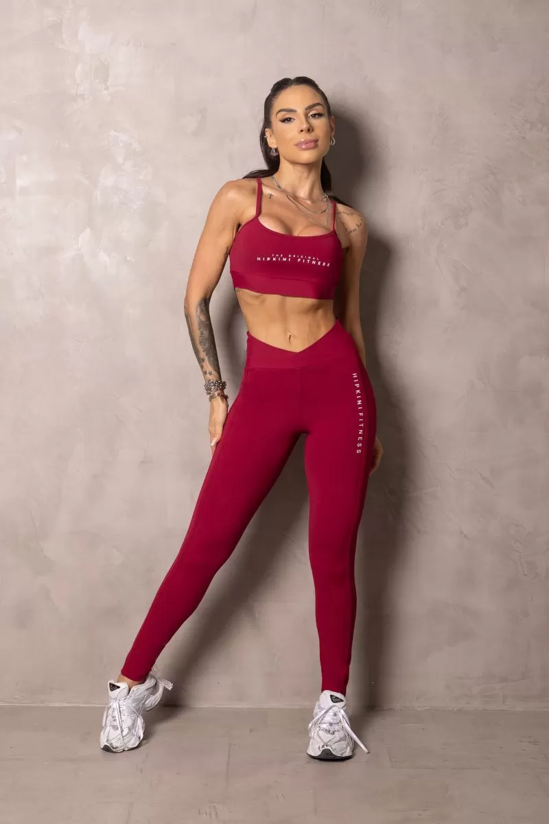 Hipkini - Summer Glow Merlot Wine Leggings with Draping - 33330929