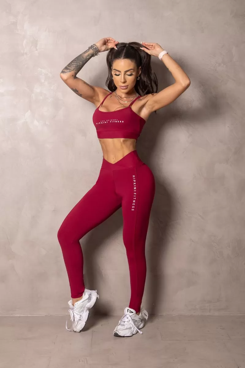 Hipkini - Summer Glow Merlot Wine Leggings with Draping - 33330929