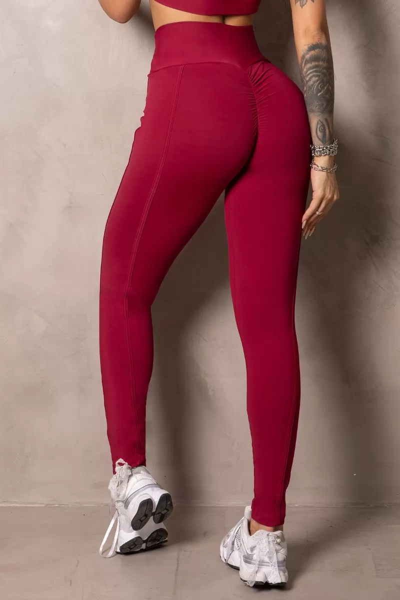Hipkini - Summer Glow Merlot Wine Leggings with Draping - 33330929