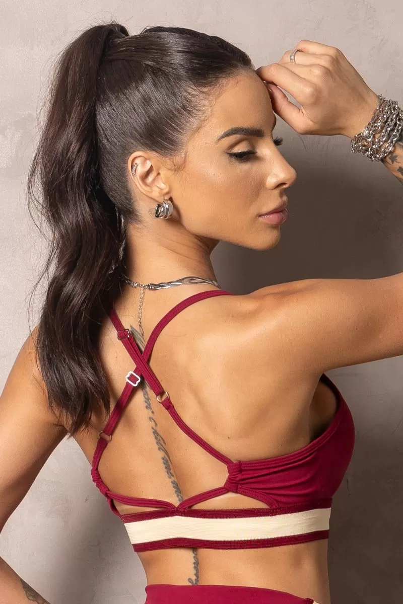 Hipkini - Summer Glow Merlot Wine Top with Cross Straps - 33330931