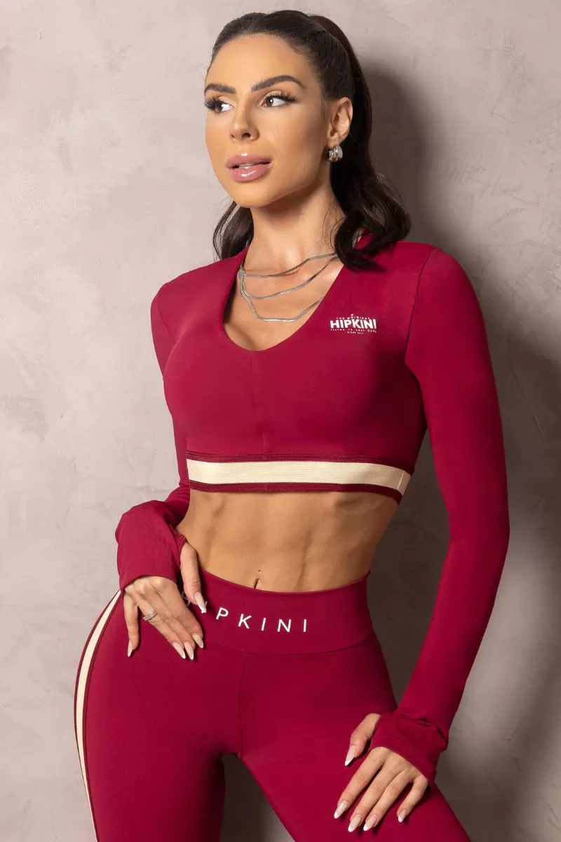 Hipkini - Cropped Summer Glow Wine Merlot Long Sleeve - 33330934