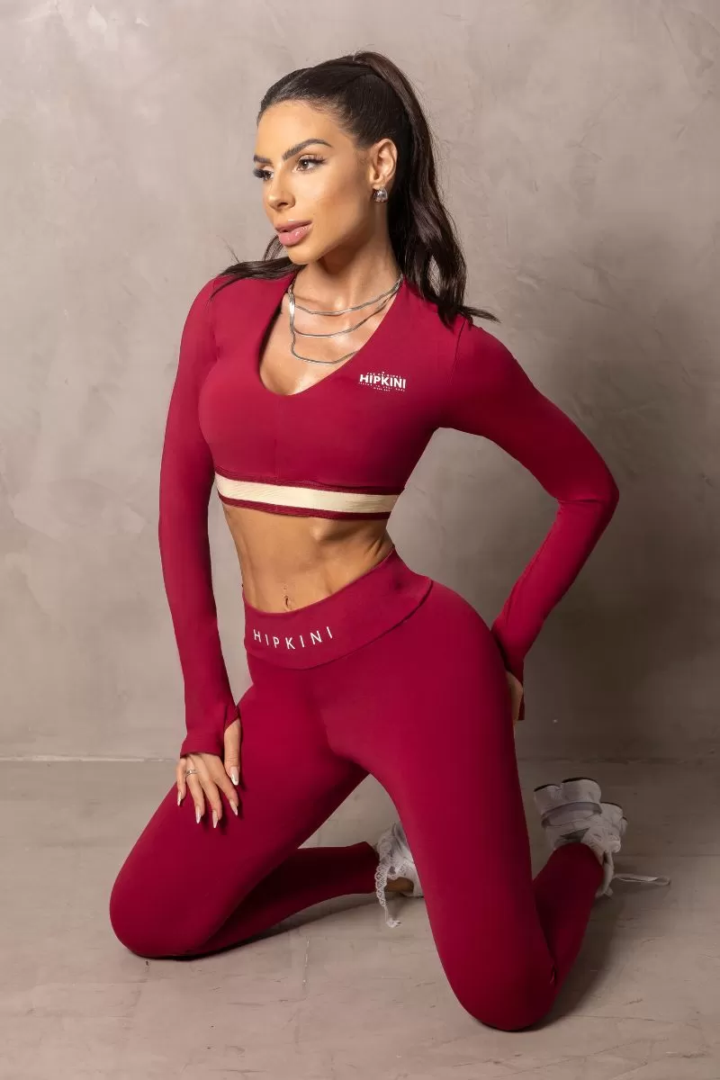 Hipkini - Cropped Summer Glow Wine Merlot Long Sleeve - 33330934
