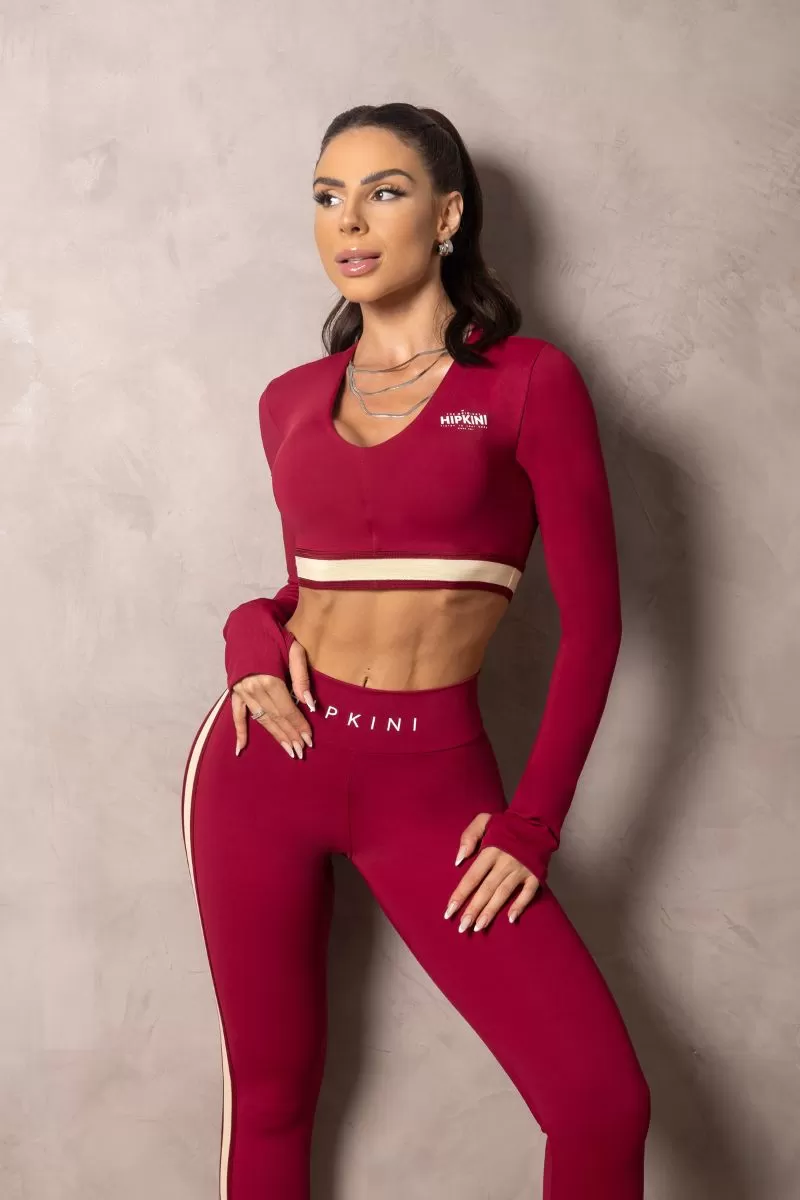 Hipkini - Cropped Summer Glow Wine Merlot Long Sleeve - 33330934