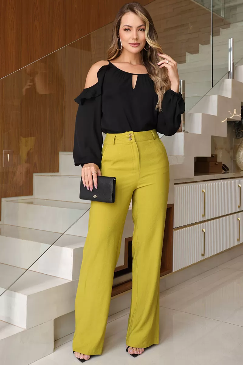 Miss Misses - Black Long Sleeve Openwork Crepe Shirt - 54476001 Miss Misses - Black Long Sleeve Openwork Crepe Shirt - 54476001