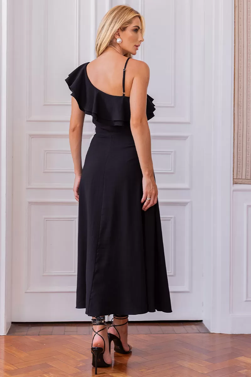 Miss Misses - Tânia Godê Dress With Straps And Frill In Black - 54490001 Miss Misses - Tânia Godê Dress With Straps And Frill In Black - 54490001