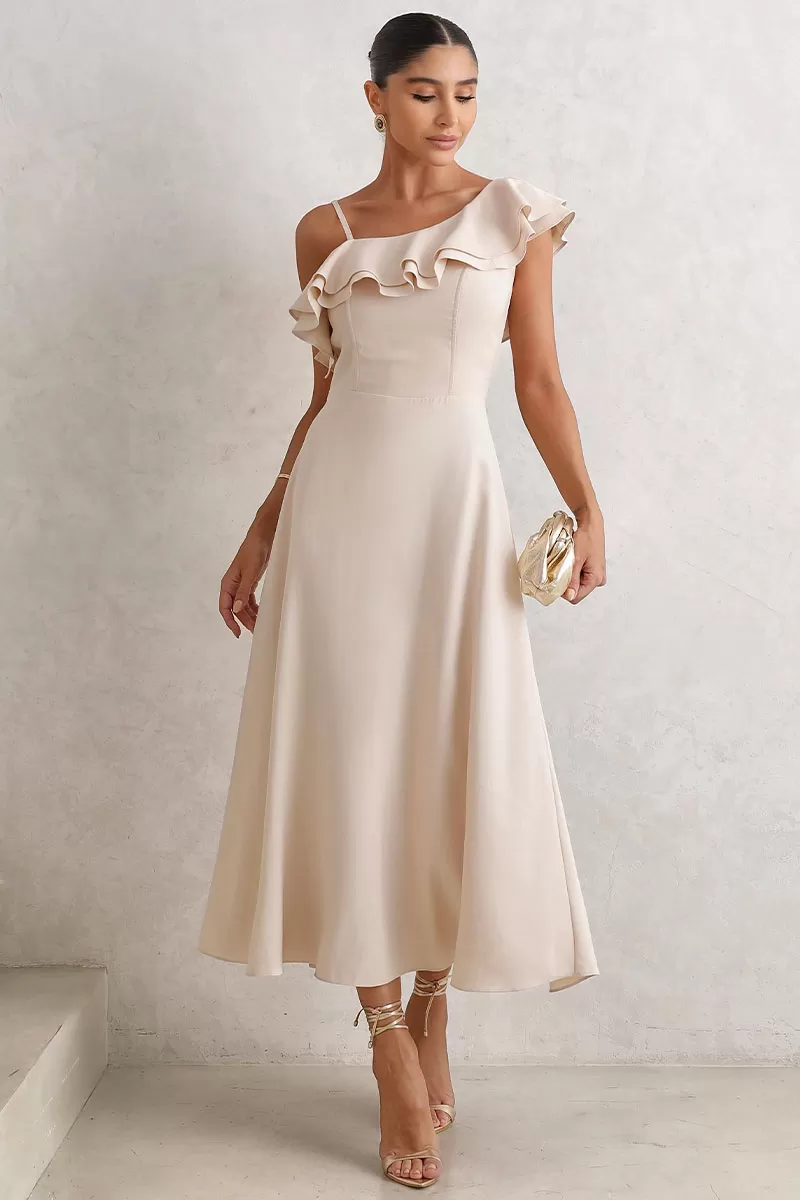 Miss Misses - Tania Godê Dress With Straps And Frill Beige - 54490215 Miss Misses - Tania Godê Dress With Straps And Frill Beige - 54490215