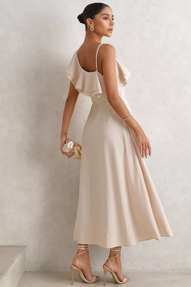 Miss Misses - Tania Godê Dress With Straps And Frill Beige - 54490215 Miss Misses - Tania Godê Dress With Straps And Frill Beige - 54490215