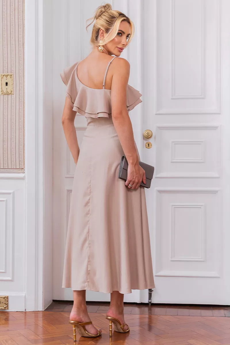 Miss Misses - Tânia Godê Dress With Straps And Frill Khaki - 54490136 Miss Misses - Tânia Godê Dress With Straps And Frill Khaki - 54490136