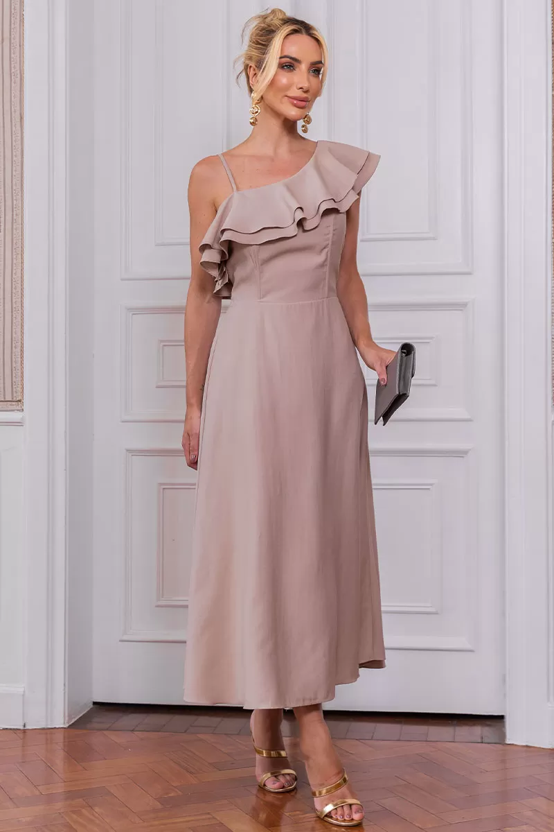 Miss Misses - Tânia Godê Dress With Straps And Frill Khaki - 54490136 Miss Misses - Tânia Godê Dress With Straps And Frill Khaki - 54490136