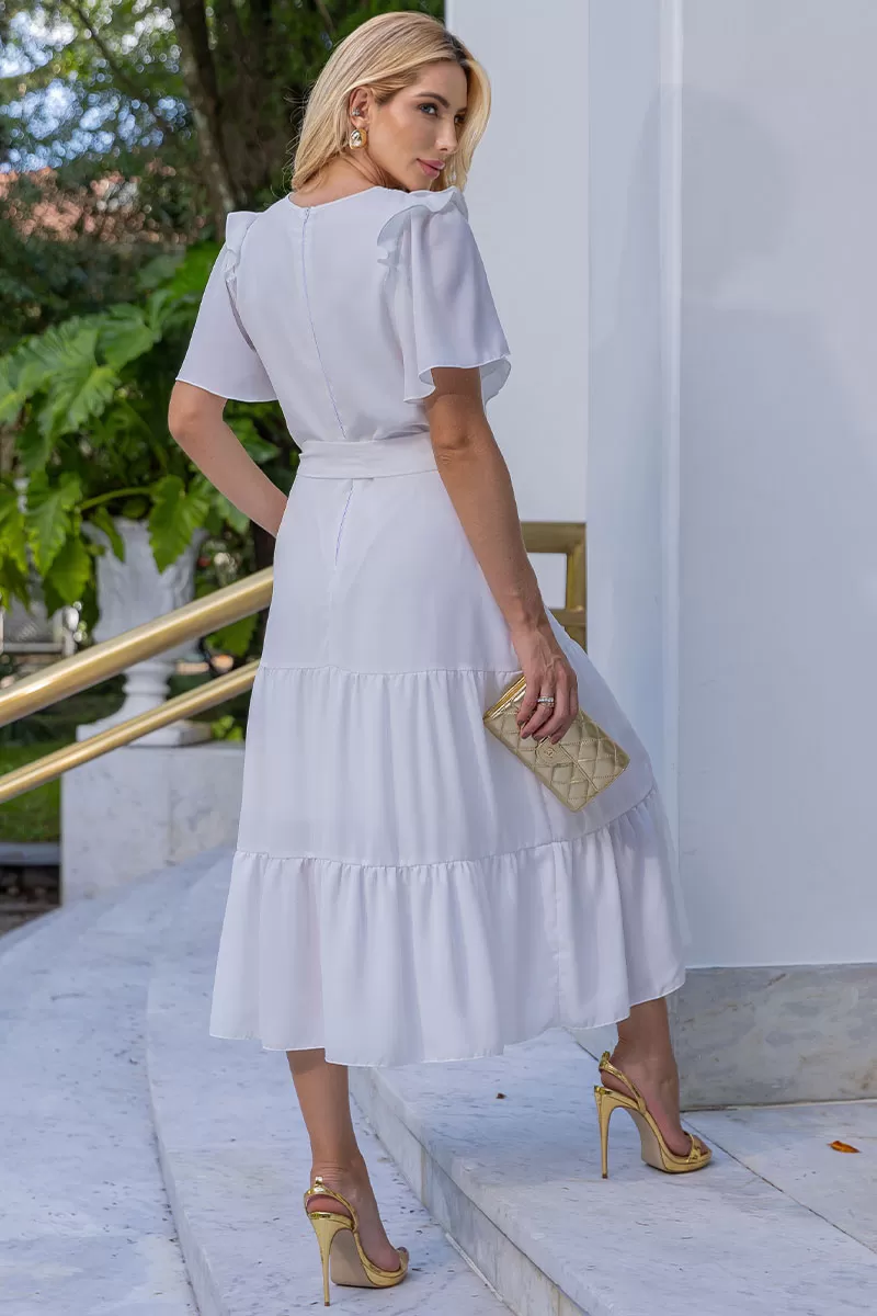 Miss Misses - Silvia Dress With Guipure And Off-Shoulder Belt - 54481030 Miss Misses - Silvia Dress With Guipure And Off-Shoulder Belt - 54481030