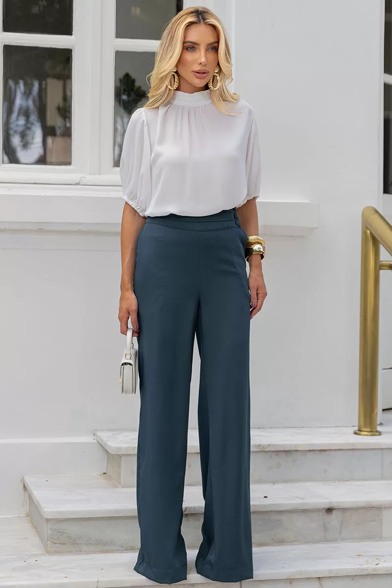 Miss Misses - Viviane Tailored Pants With Green Button - 54312023 Miss Misses - Viviane Tailored Pants With Green Button - 54312023
