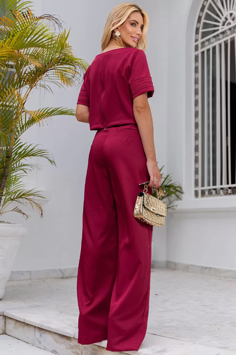 Miss Misses - Viviane Tailored Pants with Wine Button - 54312006 Miss Misses - Viviane Tailored Pants with Wine Button - 54312006