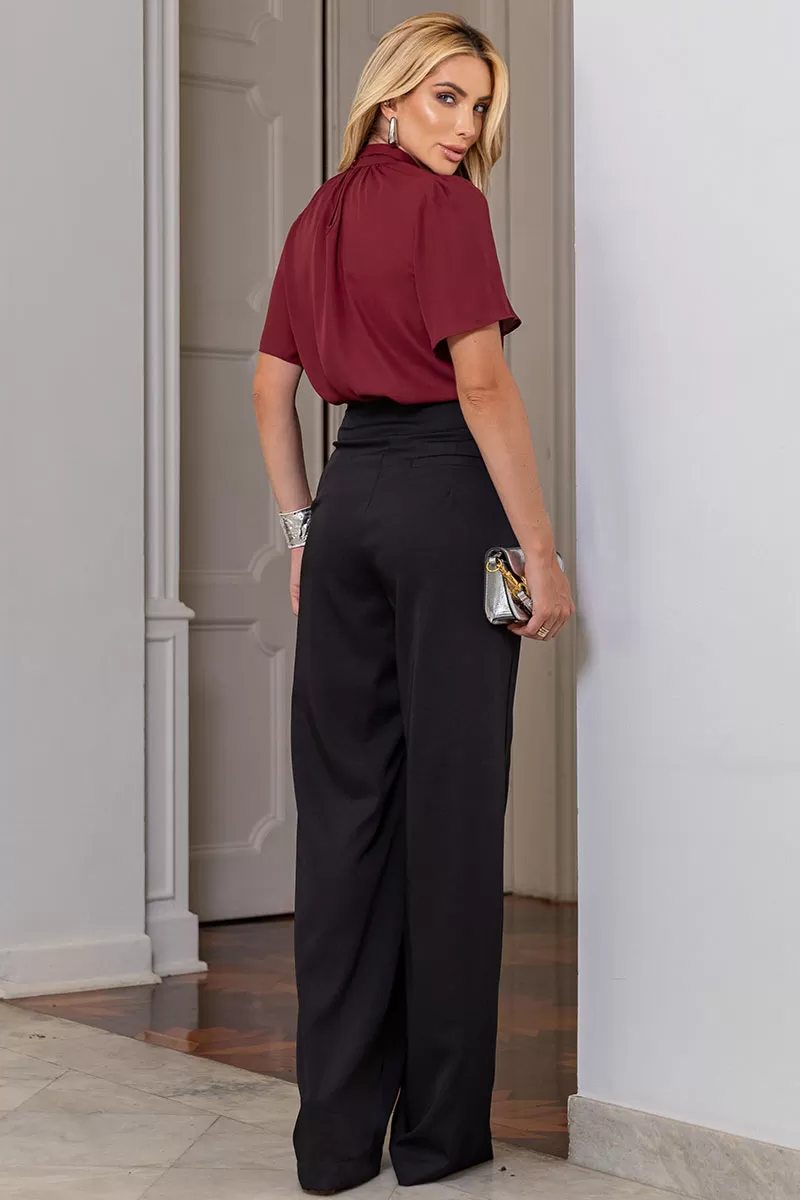 Miss Misses - Renata Crepe Shirt With Bow On The Wine Collar - 54475006 Miss Misses - Renata Crepe Shirt With Bow On The Wine Collar - 54475006