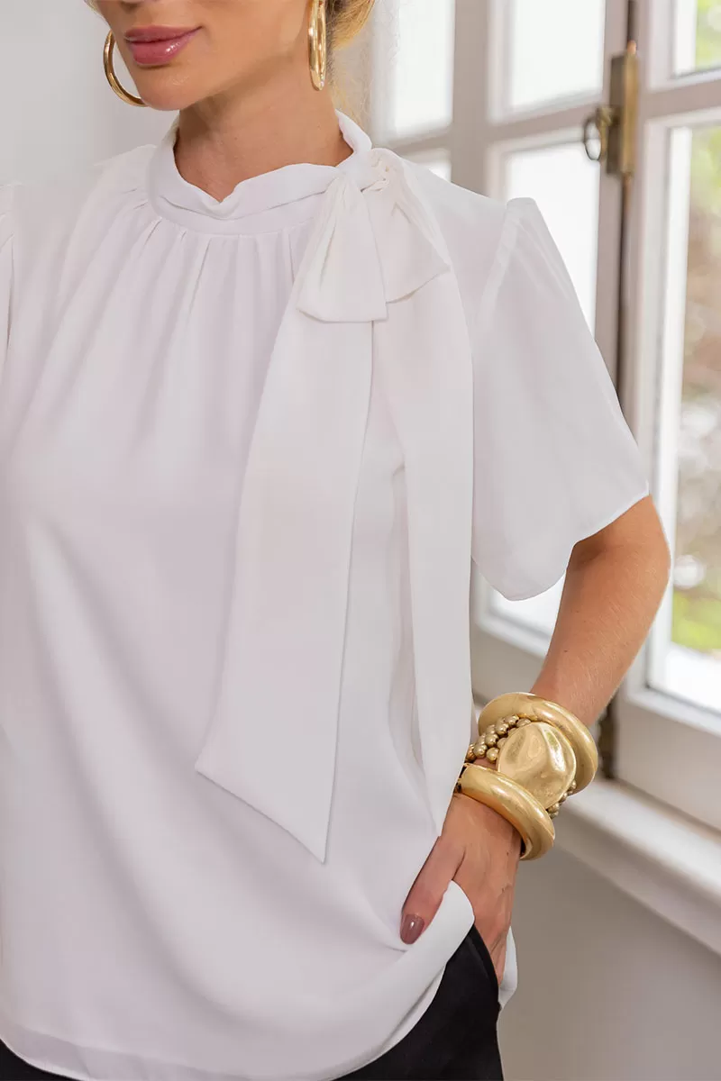 Miss Misses - Renata Crepe Shirt With Bow On The Off-Neck - 54475030 Miss Misses - Renata Crepe Shirt With Bow On The Off-Neck - 54475030