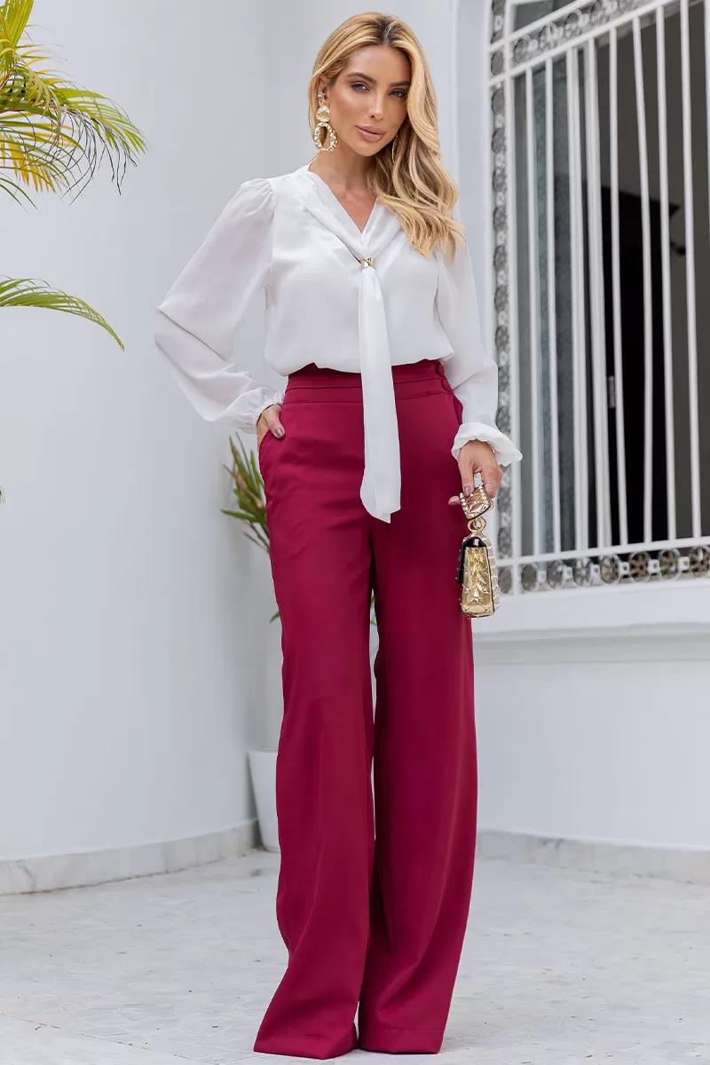 Miss Misses - Neusa Crepe Long Sleeve Shirt With Off Metal Loop - 54480030 Miss Misses - Neusa Crepe Long Sleeve Shirt With Off Metal Loop - 54480030