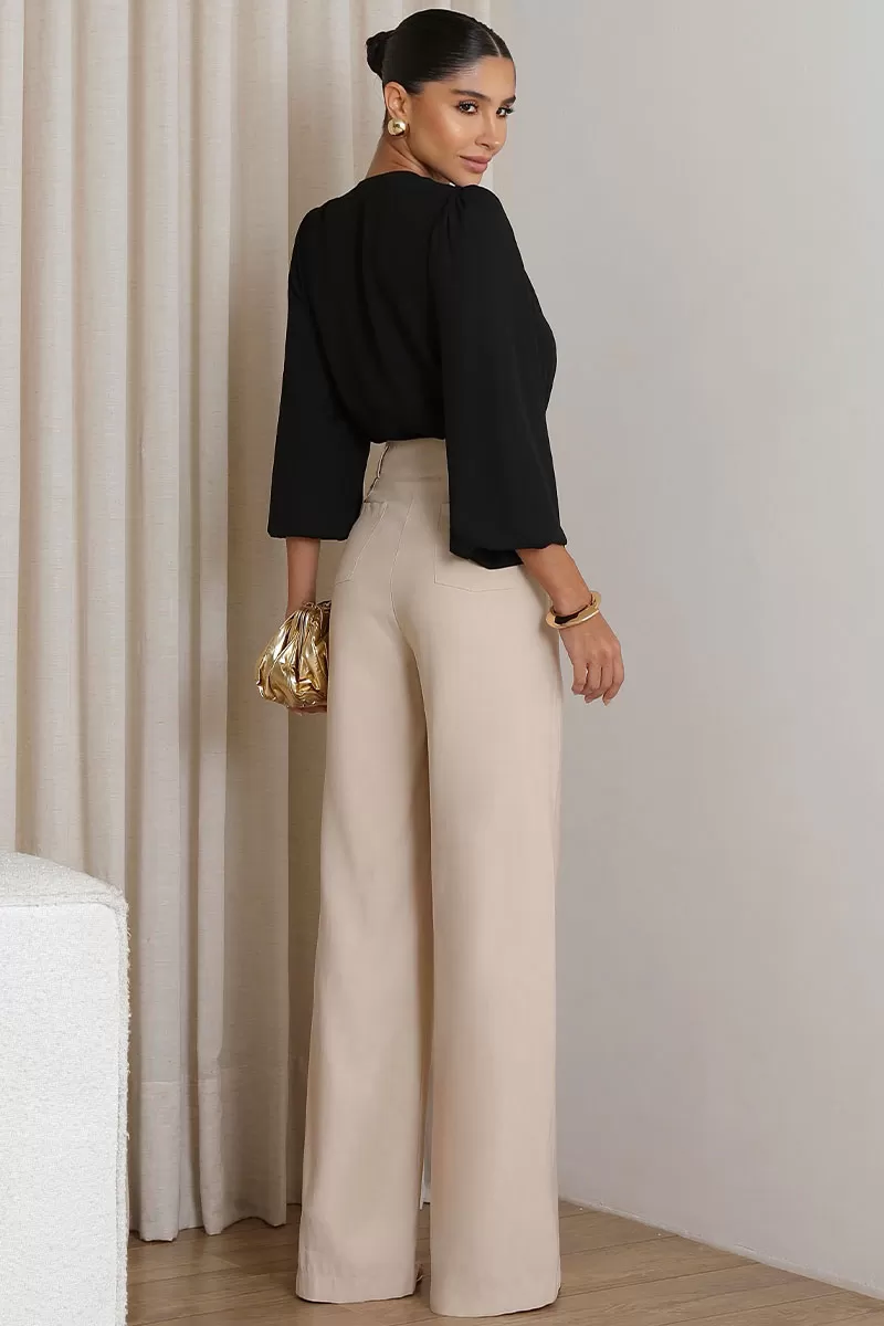 Miss Misses - Neusa Crepe Long Sleeve Shirt with Black Metal Belt Loop - 54480001 Miss Misses - Neusa Crepe Long Sleeve Shirt with Black Metal Belt Loop - 54480001