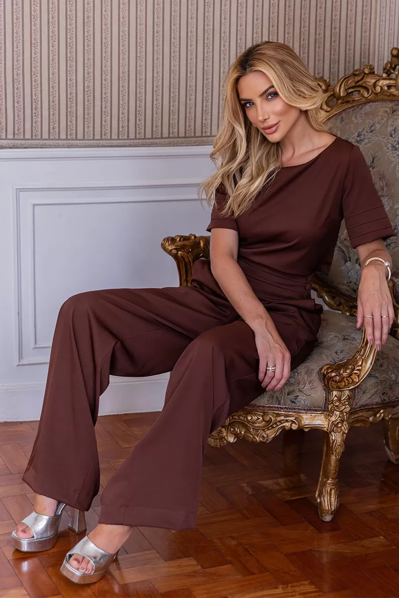 Miss Misses - Vivian Shirt with Zipper Back Brown - 54486214 Miss Misses - Vivian Shirt with Zipper Back Brown - 54486214
