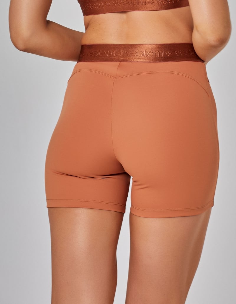Vestem - Cognac Brown Core Wrap Waist Shorts - SH653.I25.C0552 Vestem - Cognac Brown Core Wrap Waist Shorts - SH653.I25.C0552