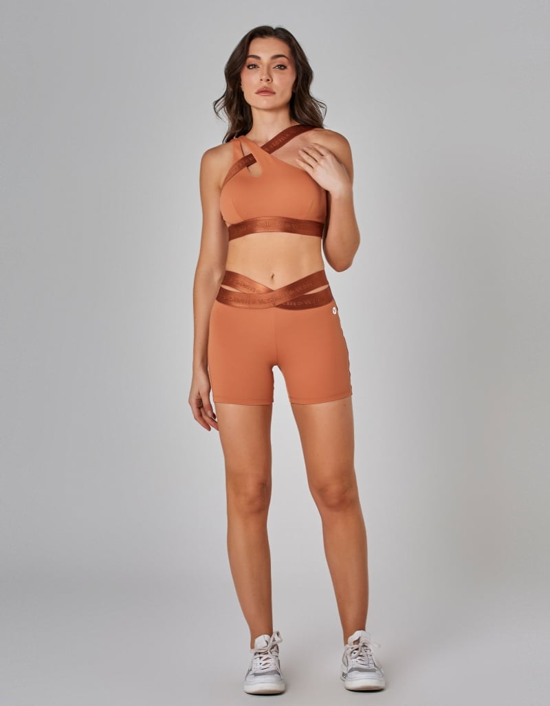 Vestem - Cognac Brown Core Wrap Waist Shorts - SH653.I25.C0552 Vestem - Cognac Brown Core Wrap Waist Shorts - SH653.I25.C0552