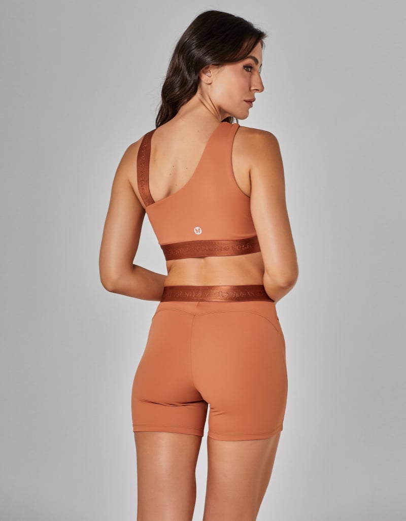 Vestem - Cognac Brown Core Wrap Waist Shorts - SH653.I25.C0552 Vestem - Cognac Brown Core Wrap Waist Shorts - SH653.I25.C0552