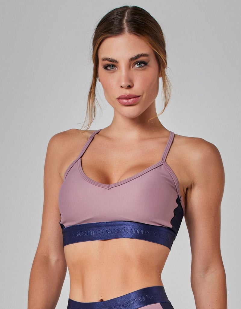 Vestem - Medium Support Prime Dark Navy and Pink Satin Top - TOP1106.I25.C0560 Vestem - Medium Support Prime Dark Navy and Pink Satin Top - TOP1106.I25.C0560