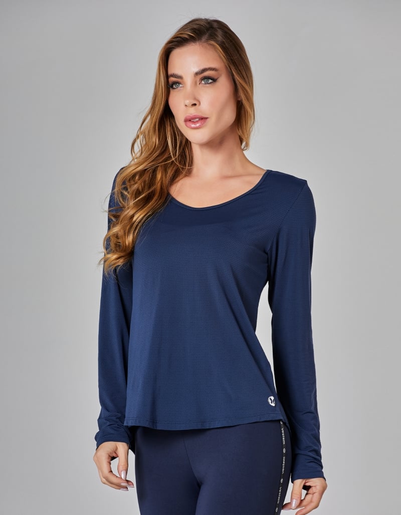 Vestem - Hype Navy Blue Dry Fit Long Sleeve Shirt - BML475.I25.C0173