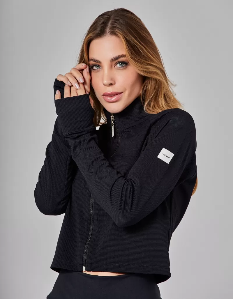 Vestem - Black Cropped Flow Jacket - JAC253.I25.C0002