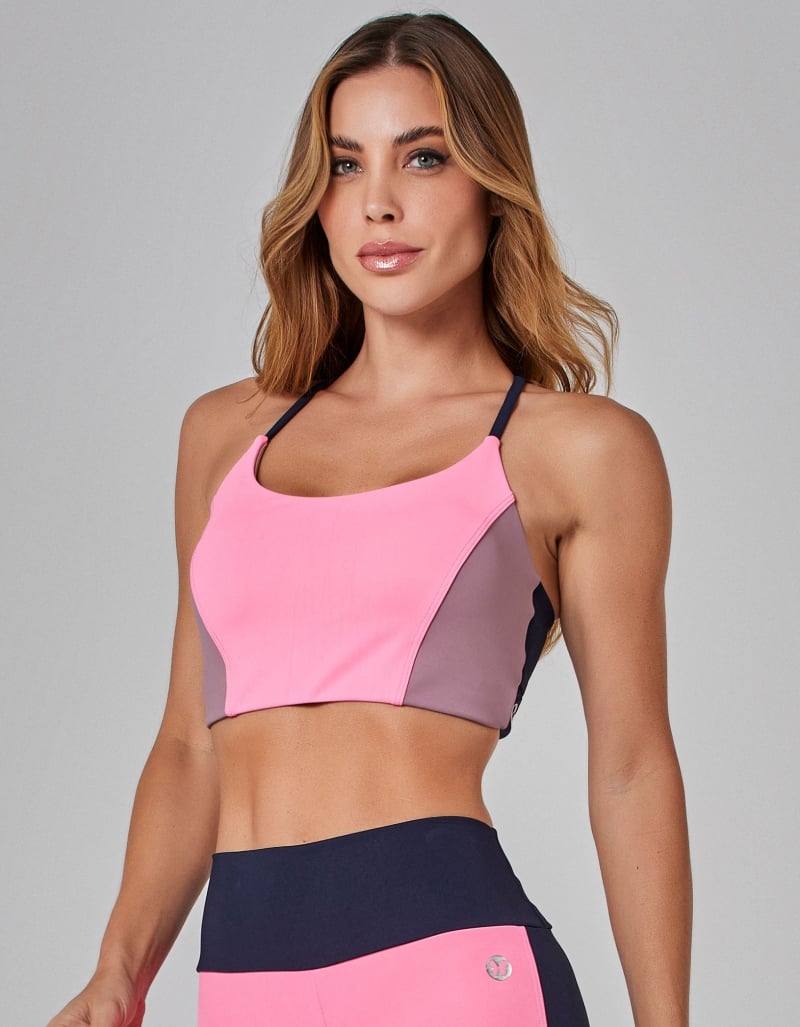Vestem - Trek Medium Support Top Dark Navy and Aurora Pink - TOP1147.I25.C0558 Vestem - Trek Medium Support Top Dark Navy and Aurora Pink - TOP1147.I25.C0558