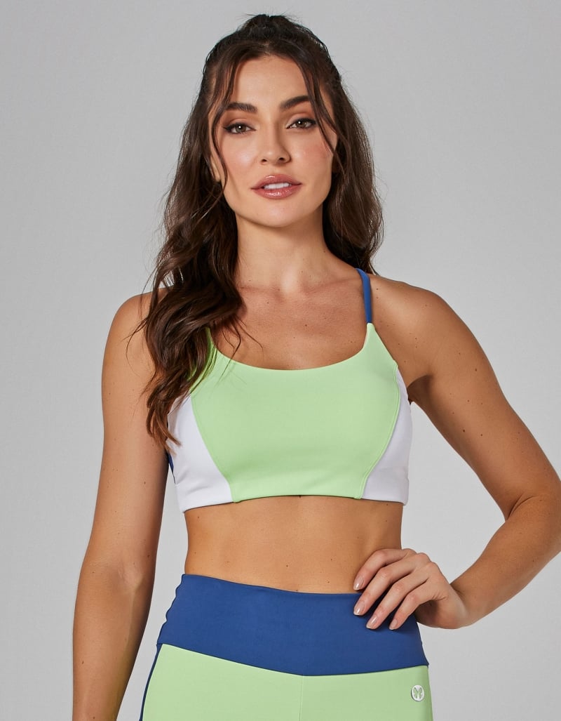 Vestem - Trek Medium Support Top in Jeans Blue and Mint - TOP1147.I25.C0557 Vestem - Trek Medium Support Top in Jeans Blue and Mint - TOP1147.I25.C0557