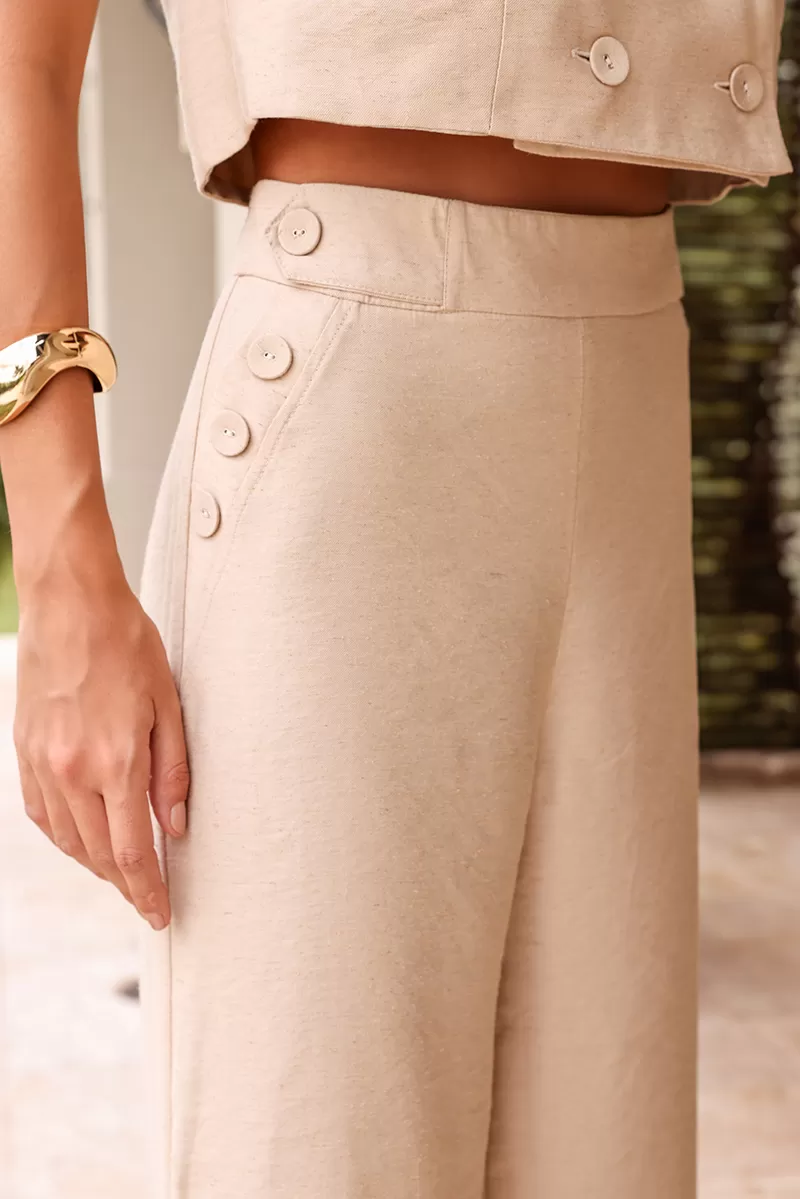 Dot Clothing - Set Dot Clothing Malu Cropped and Pantalona Beige - 2631BEGE Dot Clothing - Set Dot Clothing Malu Cropped and Pantalona Beige - 2631BEGE