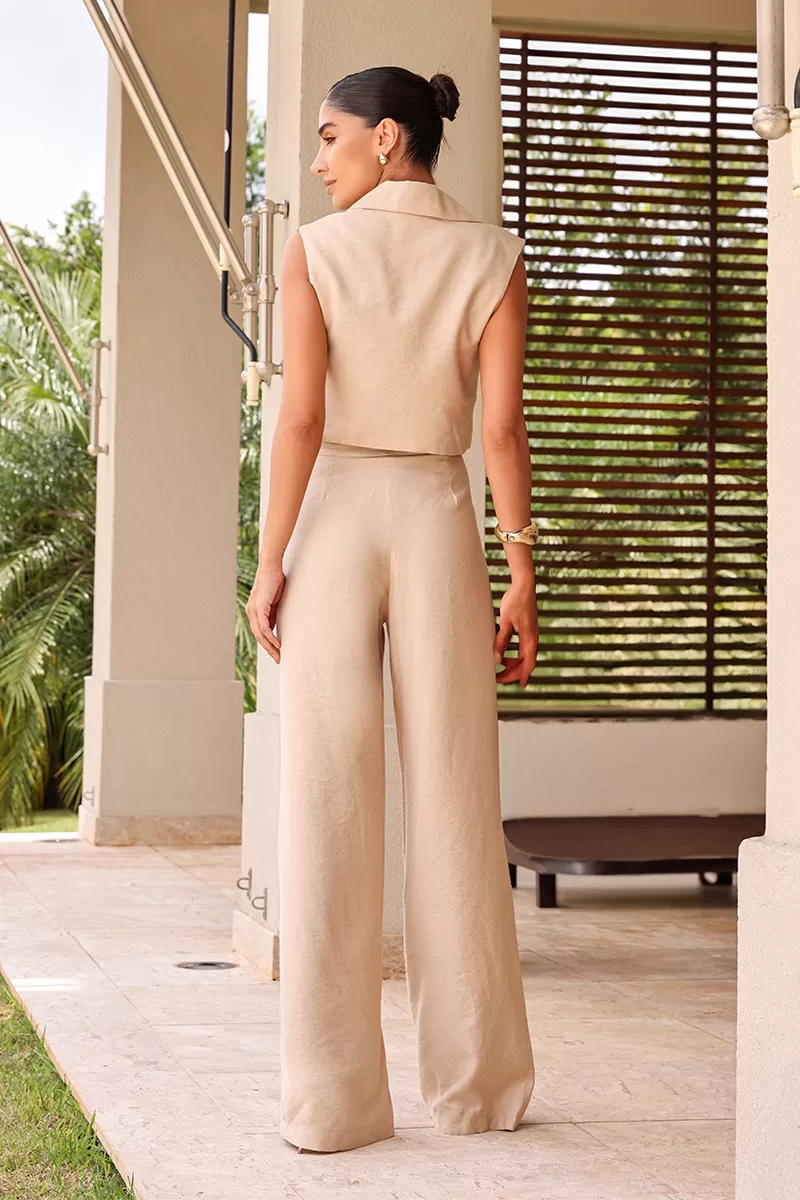 Dot Clothing - Set Dot Clothing Malu Cropped and Pantalona Beige - 2631BEGE Dot Clothing - Set Dot Clothing Malu Cropped and Pantalona Beige - 2631BEGE