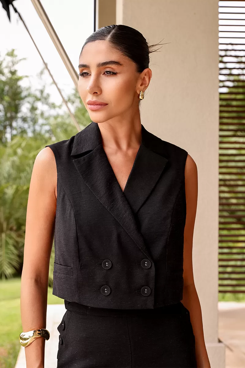 Dot Clothing - Set Dot Clothing Malu Cropped and Pantalona Black - 2631PRETO Dot Clothing - Set Dot Clothing Malu Cropped and Pantalona Black - 2631PRETO
