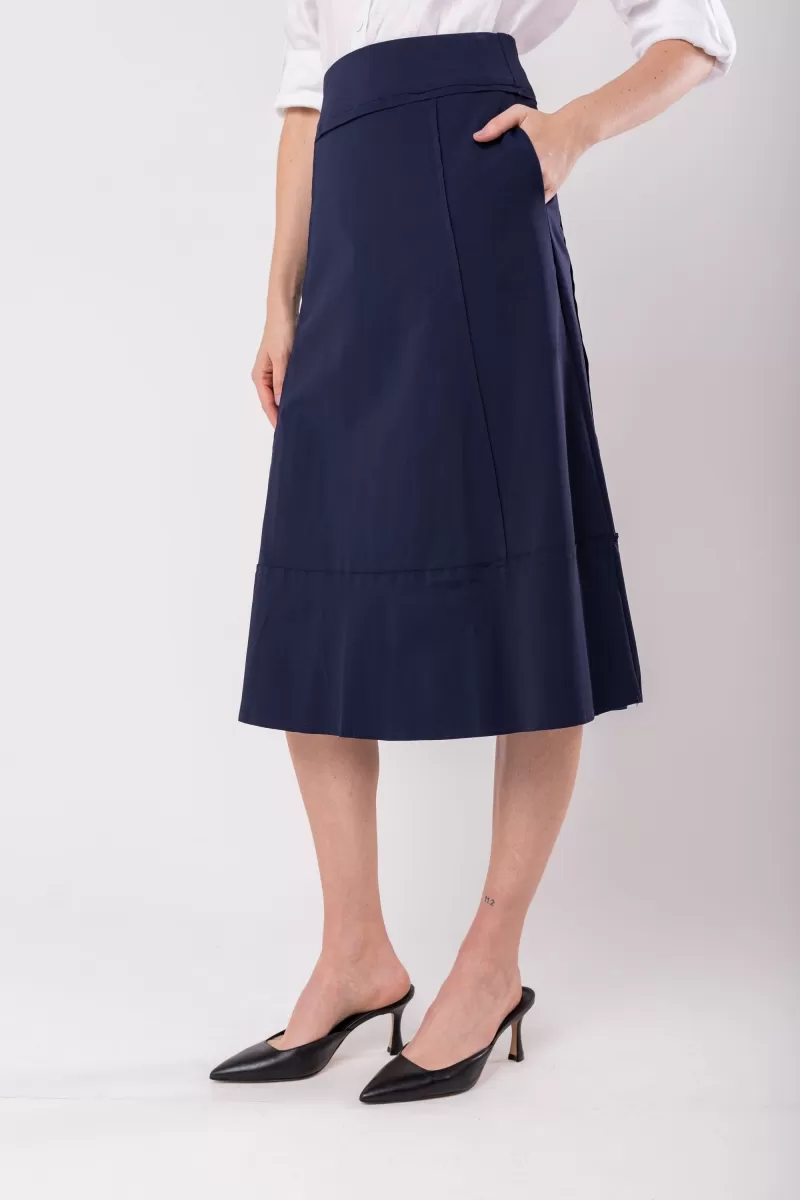 Hidrogênio - NAVY THREADED MIDI SKIRT - 19612004