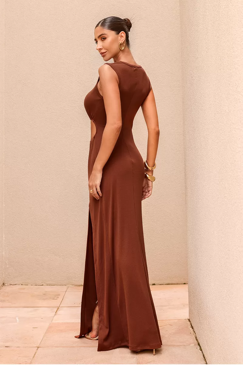 Dot Clothing - Dress Dot Clothing Paloma Long Slit Brown - 2623MARROM Dot Clothing - Dress Dot Clothing Paloma Long Slit Brown - 2623MARROM