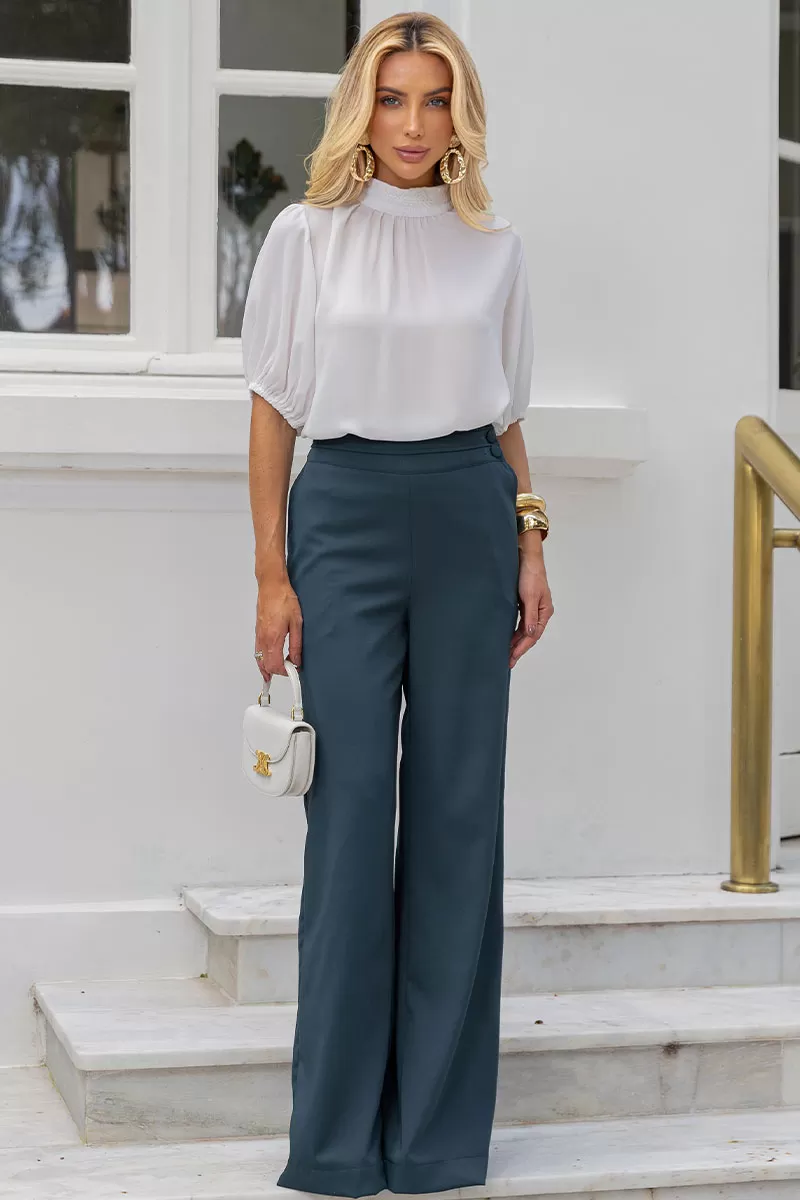 Miss Misses - Cintia Crepe Shirt With Guipure Detail On The White Collar - 54489005 Miss Misses - Cintia Crepe Shirt With Guipure Detail On The White Collar - 54489005