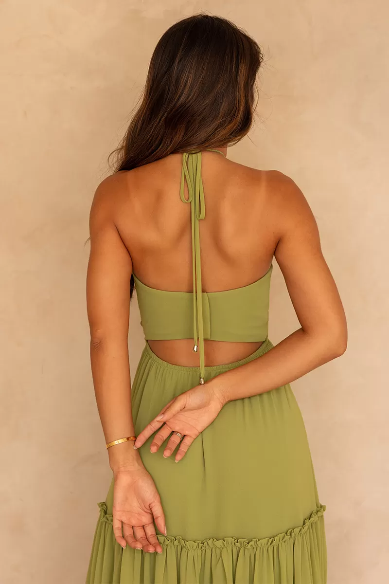 Dot Clothing - Dot Clothing Long Dress AnaLu Cutouts Olive Green - 2584VERDE Dot Clothing - Dot Clothing Long Dress AnaLu Cutouts Olive Green - 2584VERDE