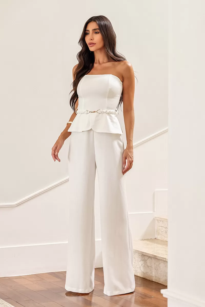 Dot Clothing - Jumpsuit Dot Clothing Lais Buckle Detail Off White - 2632OFF Dot Clothing - Jumpsuit Dot Clothing Lais Buckle Detail Off White - 2632OFF