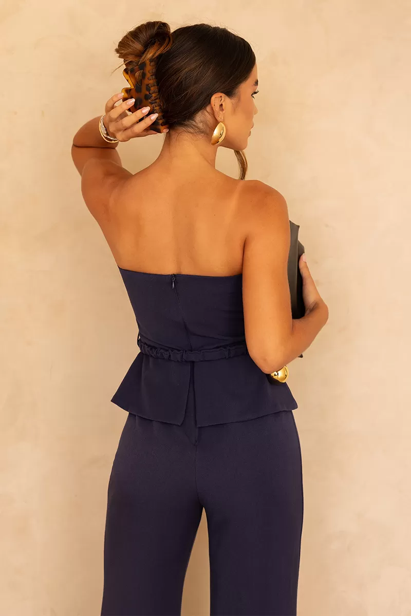 Dot Clothing - Dot Clothing Lais Jumpsuit with Buckle Detail Navy Blue - 2632AZULM Dot Clothing - Dot Clothing Lais Jumpsuit with Buckle Detail Navy Blue - 2632AZULM