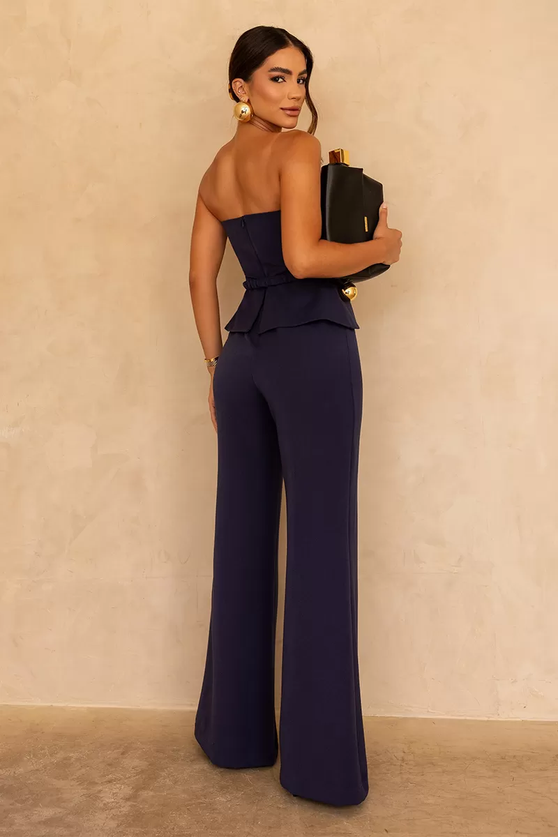 Dot Clothing - Dot Clothing Lais Jumpsuit with Buckle Detail Navy Blue - 2632AZULM Dot Clothing - Dot Clothing Lais Jumpsuit with Buckle Detail Navy Blue - 2632AZULM