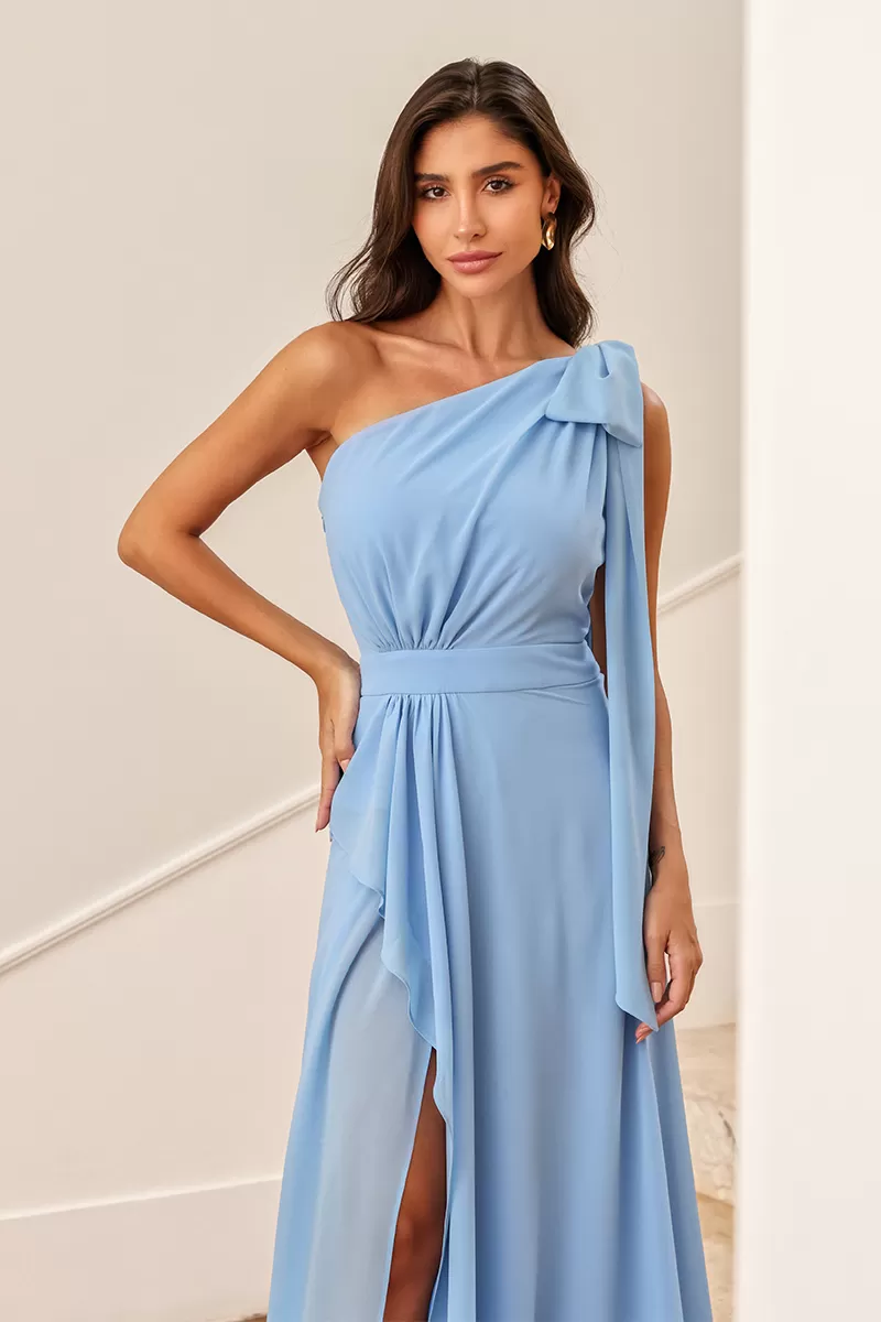 Dot Clothing - Dot Clothing Lilian Dress With Light Blue Slit - 2495AZULCL Dot Clothing - Dot Clothing Lilian Dress With Light Blue Slit - 2495AZULCL
