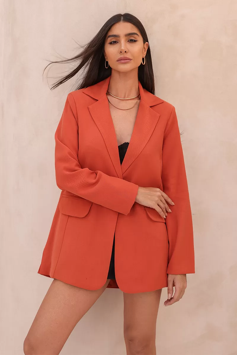 Dot Clothing - Dot Clothing Tabata Blazer With Side Slit Terracotta - 2439TERRA