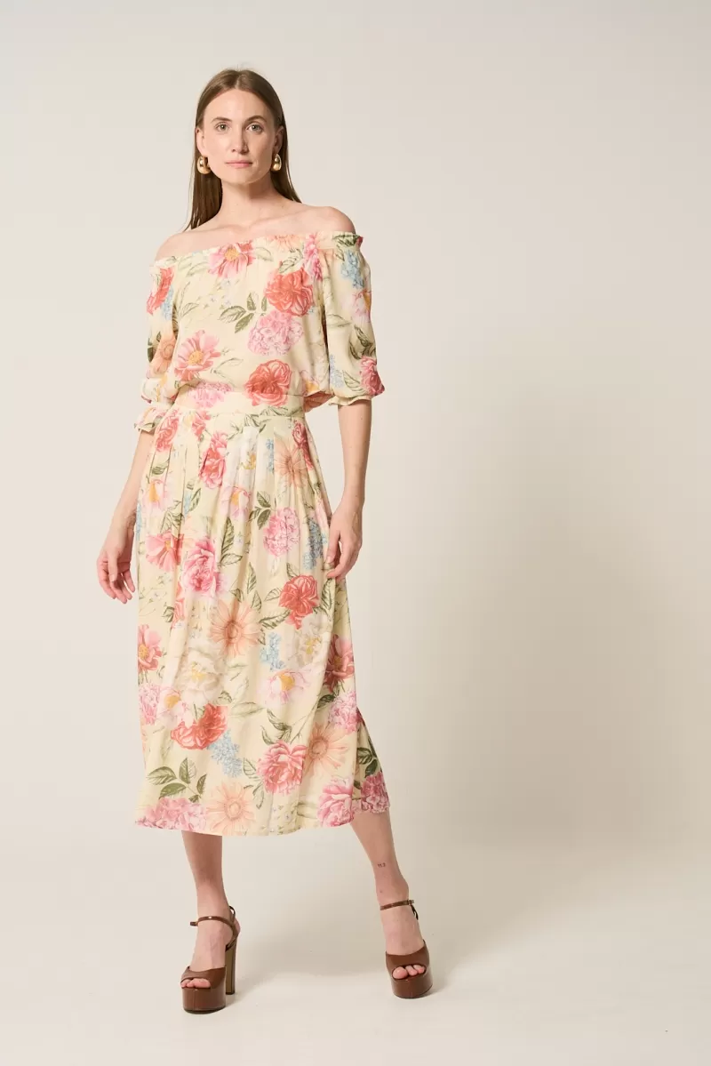 Hidrogênio - MIDI SKIRT WITH CLOSED PLEATS AND FLORAL PRINT - 20205571 Hidrogênio - MIDI SKIRT WITH CLOSED PLEATS AND FLORAL PRINT - 20205571