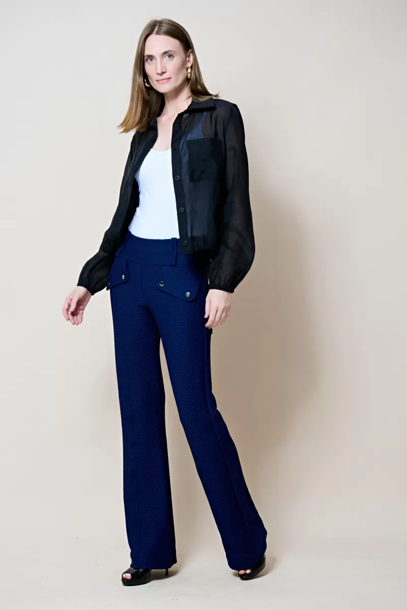 Hidrogênio - VANESSA NAVY FLARE PANTS WITH LAPELS - 20300004 Hidrogênio - VANESSA NAVY FLARE PANTS WITH LAPELS - 20300004