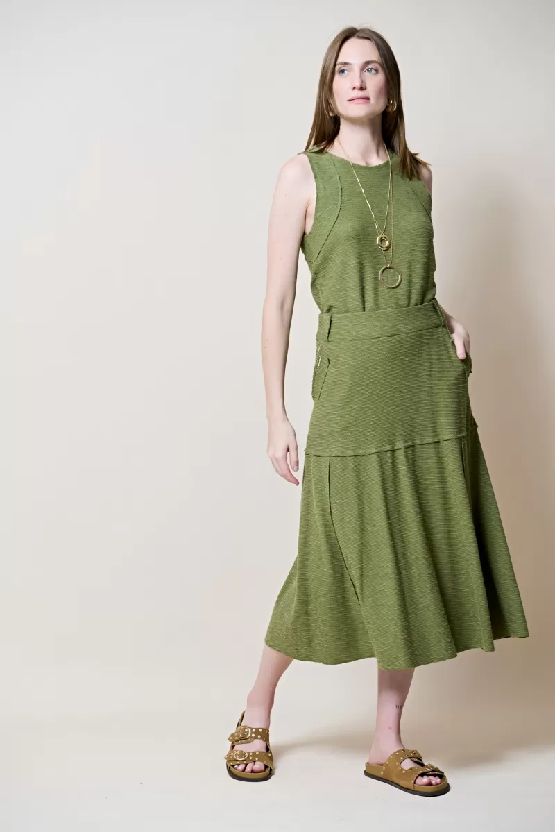 Hidrogênio - MOSS GREEN EVASE MIDI THREAD SKIRT - 19805046 Hidrogênio - MOSS GREEN EVASE MIDI THREAD SKIRT - 19805046