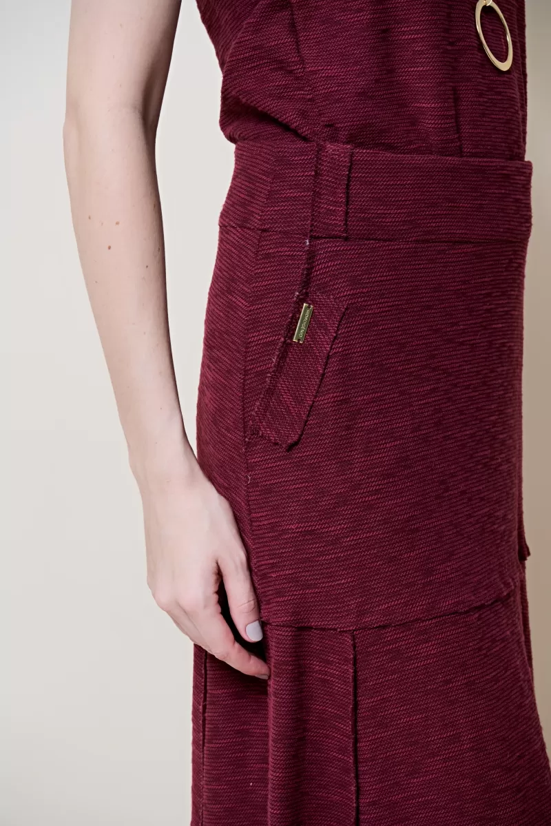 Hidrogênio - WINE THREADED MIDI FLARE SKIRT - 19805043 Hidrogênio - WINE THREADED MIDI FLARE SKIRT - 19805043